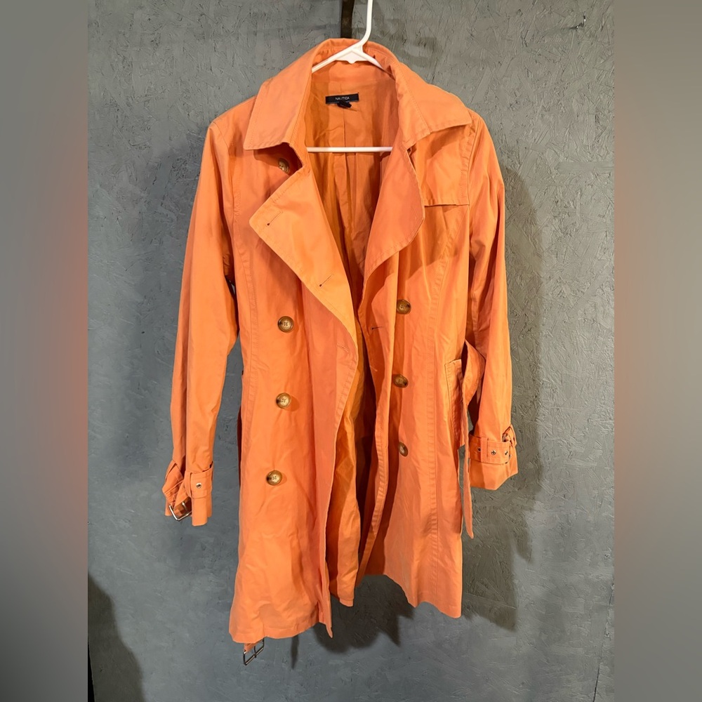 Nautica Orange Trench Coat M